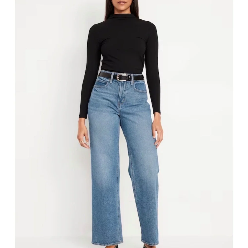 Old Navy Curvy Extra High-Waisted‎ Sky-Hi Wide-Leg Jeans Size 10 Petite NWT